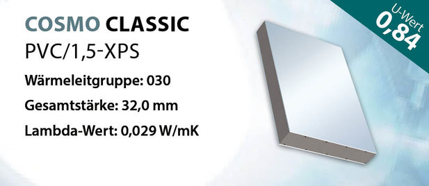 Placa sanduíche COSMO Classic PVC valor U 0,84