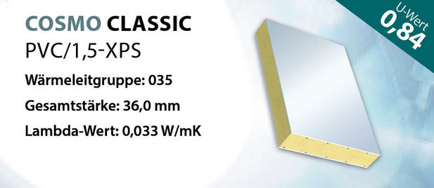 Placa sanduíche COSMO Classic PVC valor U 0,84