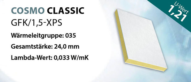 Placa sanduíche COSMO Classic GFK valor U 1,21