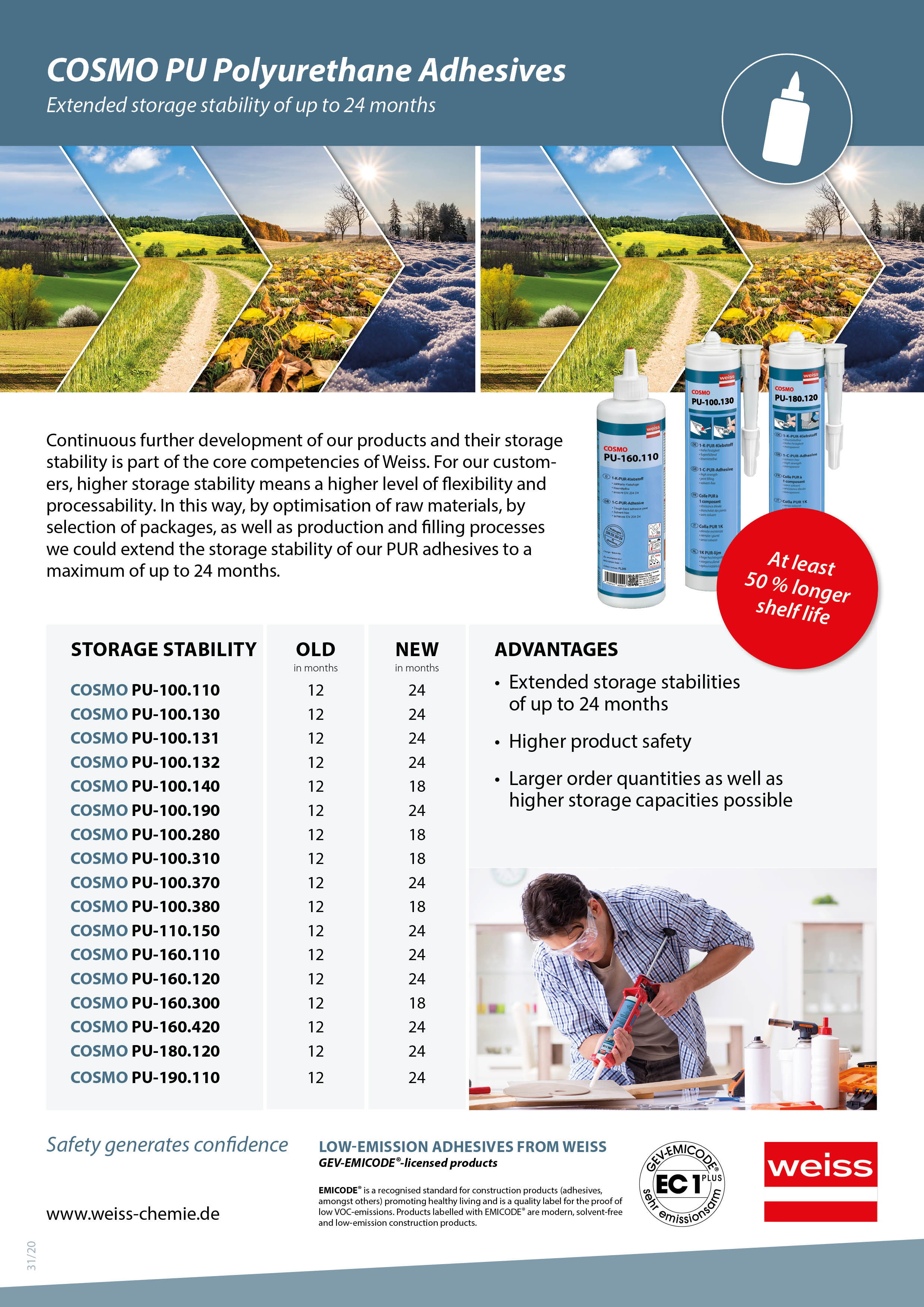 COSMO PU Polyurethane Adhesives Extended storage stability