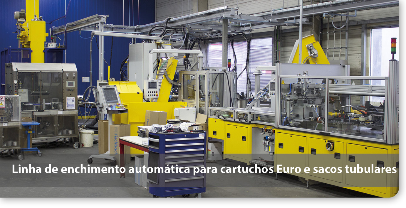 Linha de enchimento automático para eurocartuchos e sacos