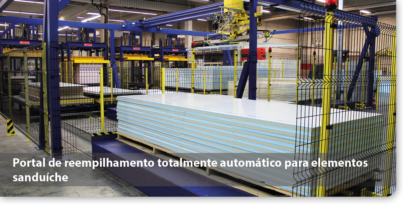 Portal de reempilhamento totalmente automático para painéis sanduíche